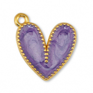 Ciondoli di metallo DQ cuore madreperla viola-oro (privo di nichel)