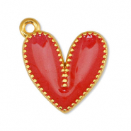 Ciondoli di metallo DQ cuore madreperla rosso-oro (privo di nichel)