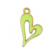 Ciondoli di metallo DQ cuore giallo lime-oro (privo di nichel)