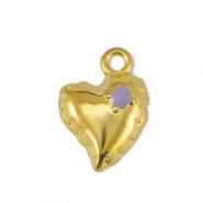 Ciondoli di metallo DQ cuore lilla-oro (privo di nichel)