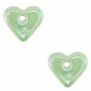 Perline di ceramica greca DQ cuore verde chiaro