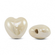 Perline di ceramica greca DQ cuore biancastro