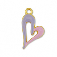 Ciondoli di metallo DQ cuore oro-viola lilla-rosa chiaro (privo di nichel)