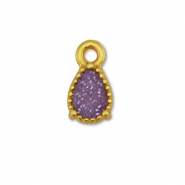 Ciondoli di metallo DQ forma di goccia oro-glitterato   violet (privo di nichel)