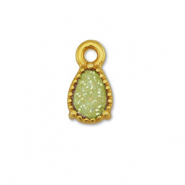 Ciondoli di metallo DQ forma di goccia oro-glitterato   verde claro (privo di nichel)