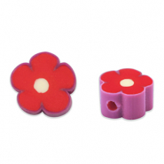 Perline di polimero fiore rosso-malva viola