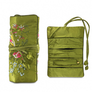 Portagioie da viaggio con fiori Verde oliva