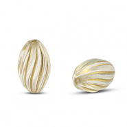 Perline in acrilico ovale con linee trasparente-oro