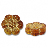 Perline in acrilico fiore arancione marrone-oro