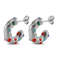 Orecchini in acciaio inossidabile argento-rosso-blu-verde
