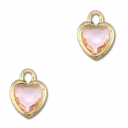 Pendenti di vetro Crystal Glass cuore pesca-oro