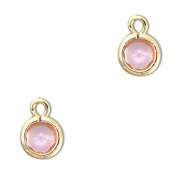 Pendenti di vetro Crystal Glass tonda rosa chiaro-oro