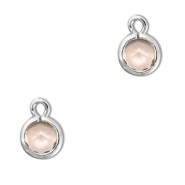 Pendenti di vetro Crystal Glass tonda pesca-argento
