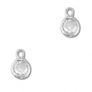 Pendenti di vetro Crystal Glass tonda trasparente-argento
