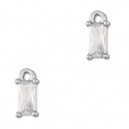 Pendenti di vetro Crystal Glass rettangolo trasparente-argento