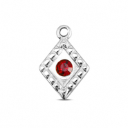 BY31&reg; Ciondoli in acciaio inossidabile rombo argento-rosso rubino