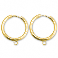 Orecchini in acciaio inossidabile a cerchio con anellino 21mm oro