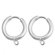 Orecchini in acciaio inossidabile a cerchio con anellino 17mm argento