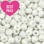 Perline di vetro rocailles 8/0 (3 mm) bianco vivo perla