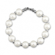 Ciondoli accattivanti collana di perle bianco-argento