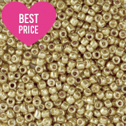 Perline di vetro rocailles 12/0 (2 mm) champagne d'oro metallico luminoso