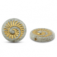 Perline Rep. Ceca fossil shell 18mm grigio-oro