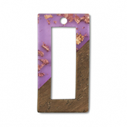 Pendenti di legno rettangolo viola transparente-oro-marrone