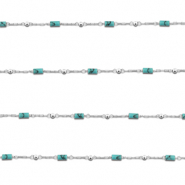 Componenti in acciaio inossidabile catena a rol&ograve; Howlite tubo argento-turchese
