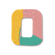 Pendenti di polimero quadrato verde-rosa-giallo ocra