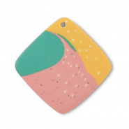 Pendenti di polimero rombo verde-rosa-giallo ocra
