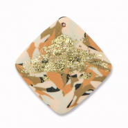 Pendenti di polimero rombo marrone-rosa-bianco-oro