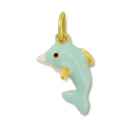 Ciondoli di metallo delfino verde menta-bianco-oro