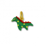 Ciondoli di metallo dinosauro verde-rosso-oro