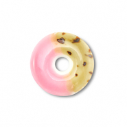 Perline di ceramica disco rosa chiaro-marrone chiaro-marrone