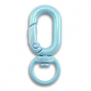 Componenti colorati anello bris&eacute; portachiavi ovale blu chiaro-rivestimento AB