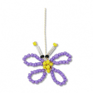 Pendenti con perline di vetro farfalla viola-giallo-nero
