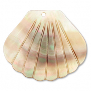 Pendenti di conchiglia conchiglia di capesante bianco (colore naturale)-marrone