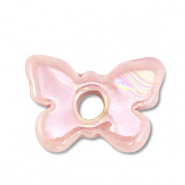 Perline di ceramica greca DQ farfalla rosa chiaro
