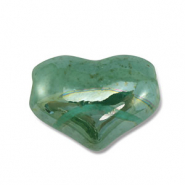 Perline di ceramica greca DQ cuore verde turchese&nbsp;