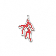 Ciondoli di metallo DQ corallo rosso-argento antico (privo di nichel)