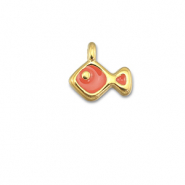 Ciondoli di metallo DQ pesce rosso corallo-oro (privo di nichel)