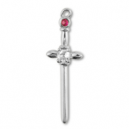 Metallo TQ in ottone ciondolo spada argento-cristallo-vino rosso bacca