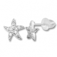 Metallo TQ in ottone orecchini stella marina argento-trasparente
