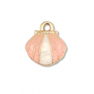 Ciondoli di metallo smalto conchiglia oro-rosa chiaro-bianco