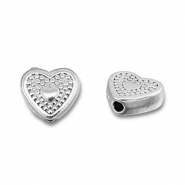 Perline in acciaio inossidabile cuore argento