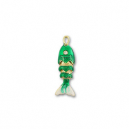 Ciondoli in ottone Eco-brass&reg; pesce oro-verde-bianco