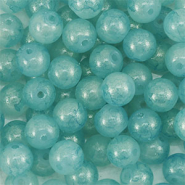 Perline di vetro con glitterato 6mm turchese blu-oro