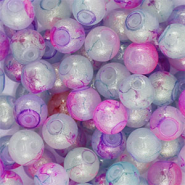 Perline di vetro con glitterato 4mm multicolore viola-oro