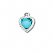 Ciondoli in acciaio inossidabile cuore argento-blu acquamarin