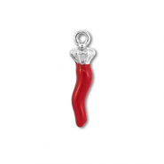 Ciondoli in acciaio inossidabile peperoncino argento-rosso